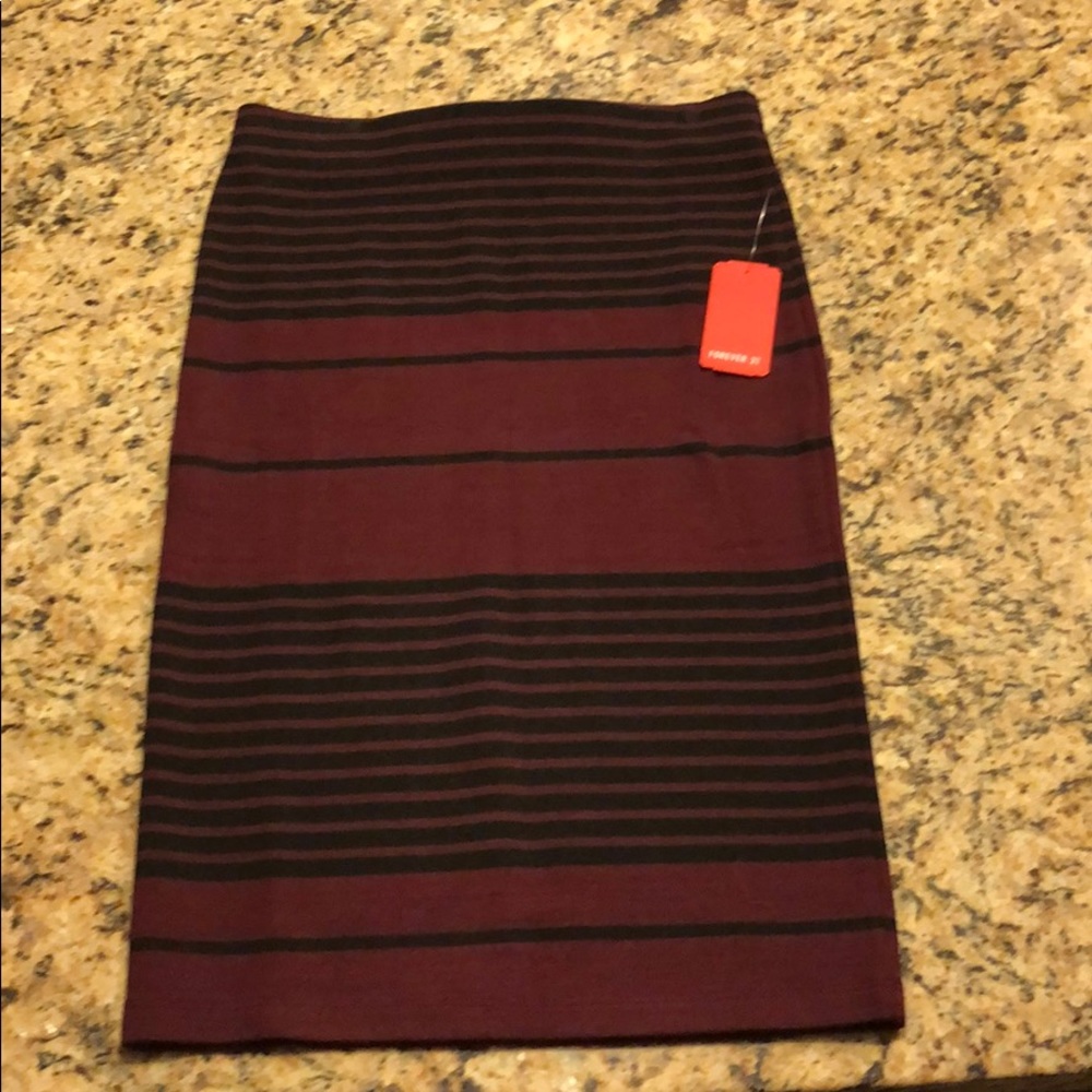 New w/ tags Maroon and black striped pencil skirt